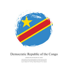 Flag of the Democratic Republic of the Congo, brush stroke background