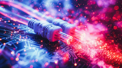 Abstract network information web science technology data center fiber optic cable 5G connection future light, fiber optical network cable