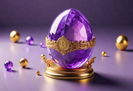 a minimalist Fabergé egg symbolizing cryptocurrency, Bitcoin-themed