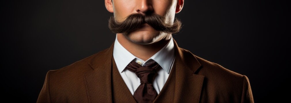 Classic Brown Handlebar Moustache