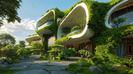 A house with a lot of greenery on it