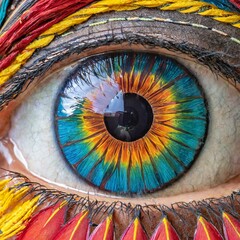 Iridescent Insight: Stunning Colorful Human Eye Revealing Unique Patterns"Chromatic Charm: Enchanting 
