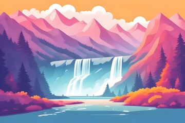 a waterfall cascading alongside flowing streams of another water