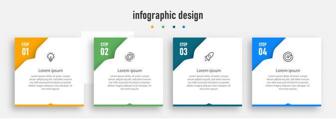 Infographic design for business concept with note papers. Can be used for info graphics, flow charts, presentations, web sites, banners, label template with icons. 4 options or steps.