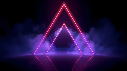 Triangular 3d abstract background with ultraviolet neon lights