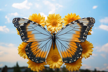 Beautiful yellow and white butterfly
