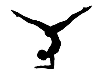 silhouette woman in yoga movements pilates body exercise vector image isolated on white transparent background