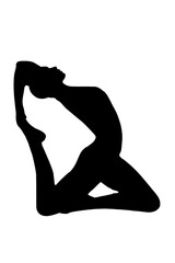 Fototapeta premium silhouette woman in yoga movements pilates body exercise vector image isolated on white transparent background
