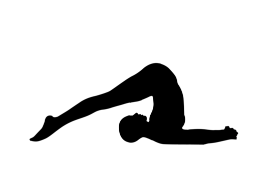 silhouette woman in yoga movements pilates body exercise vector image isolated on white transparent background