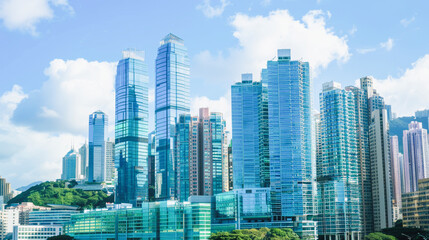 Obraz premium Modern glass buildings in Hong Kong city