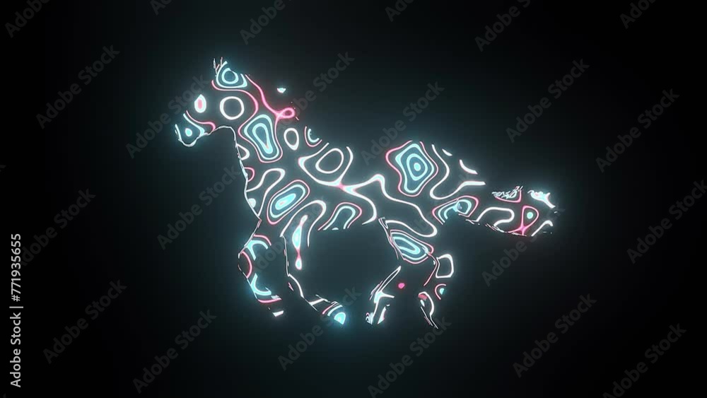 Aufkleber 4k video animation of beautiful texture or pattern formation on the horse body shape, isolated on a 