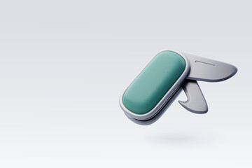 3d Vector Pocket knife, Multipurpose knife, Travel and camping adventure concept.