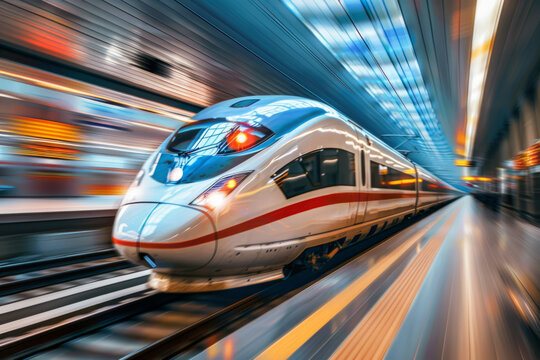 Chinese high-speed train captured in motion blur