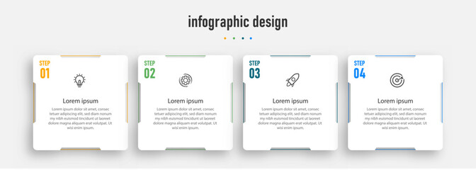 Infographic design for business concept with note papers. Can be used for info graphics, flow charts, presentations, web sites, banners, label template with icons. 4 options or steps.