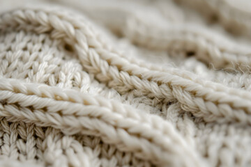 Fototapeta na wymiar Intricate Artistry of Handmade KF Knitting Stitch in Soft Neutral Hue: A Closer Look