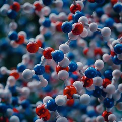 Advanced genetics research in pharmaceuticals, DNA sequencing and drug molecules model, closeup , high-resolution