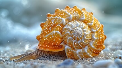 Close up of a sea snail shell - Generative AI - Powered by Adobe