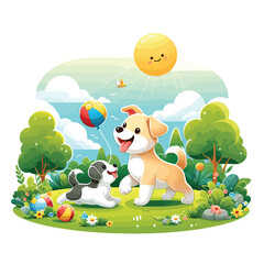 Obraz na płótnie Canvas happy dog playing vector 