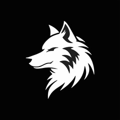 silhouette of a wolf's head isolated on a black background. logo vector illustration