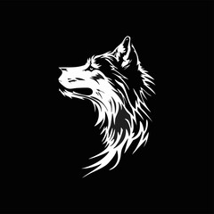Obraz premium silhouette of a wolf's head isolated on a black background. logo vector illustration