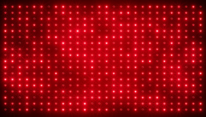Illustation of an abstract glowing red LED wall with bright light bulbs - abstract background.