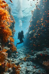 Fototapeta na wymiar scuba diver underwater