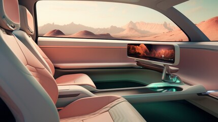 Modern Luxury Mobility Sublime Color Palette in Car Cabin - obrazy, fototapety, plakaty