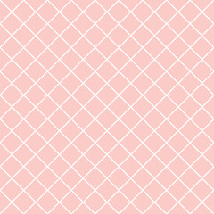 Simple pink seamless grid pattern with minimalist cross lines style flat design ornamentation. Repeatable tessellation retro backdrop texture isolated on white background