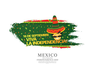 Mexican vector banner layout design. Mexican translation of the inscription: 16 th of September. Happy Independence day!