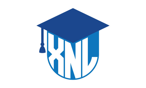 XNL initial letter academic logo design vector template. school college logo, university logo, graduation cap logo, institute logo, educational logo, library logo, teaching logo, book shop, varsity