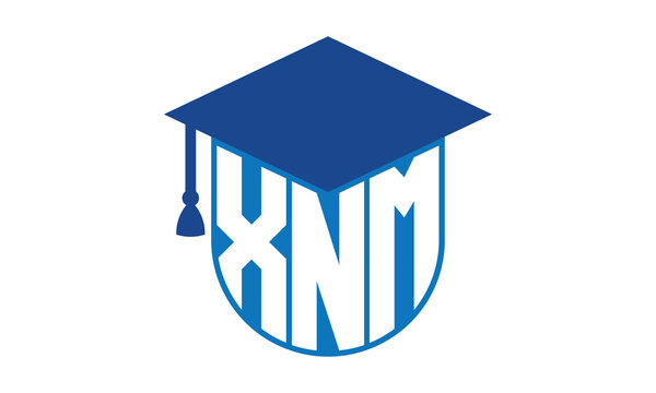 XNM initial letter academic logo design vector template. school college logo, university logo, graduation cap logo, institute logo, educational logo, library logo, teaching logo, book shop, varsity