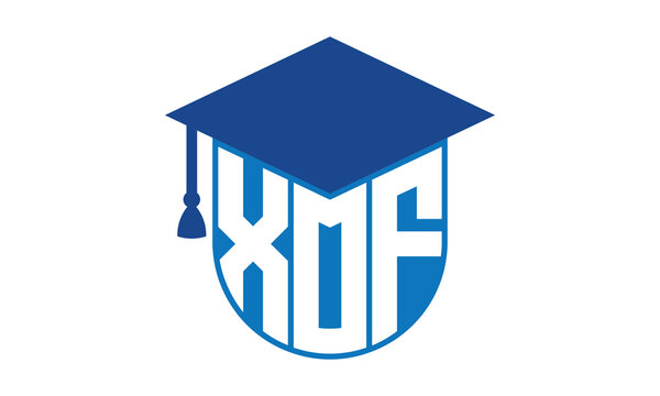 XOF initial letter academic logo design vector template. school college logo, university logo, graduation cap logo, institute logo, educational logo, library logo, teaching logo, book shop, varsity