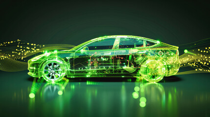 Green Economy Electrical cells for cars Electrical cells for cars Application to help measure carbon footprint, overtaking rear curtain sync - obrazy, fototapety, plakaty