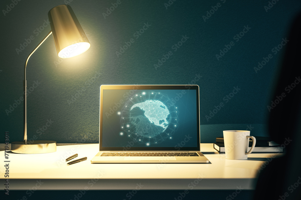 Aufkleber america map on modern computer monitor, big data and digital technology concept. 3d rendering