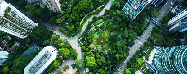 Green city planning, parks and public spaces for sustainability