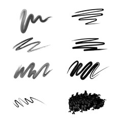 Set of Vector Black Pen Ink Brush Strokes. Grunge Ink Brush Stroke. Dirty Brush Stroke.