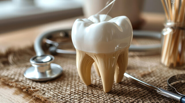 Tooth Model Examined With Stethoscope