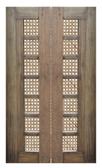 Wooden door decorated with weave pattern ion transparent background (PNG File)