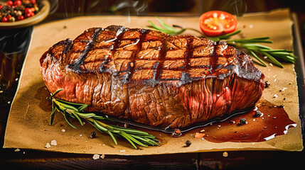 Top Sirloin Steak is delicious food, vibrant, closeup - obrazy, fototapety, plakaty