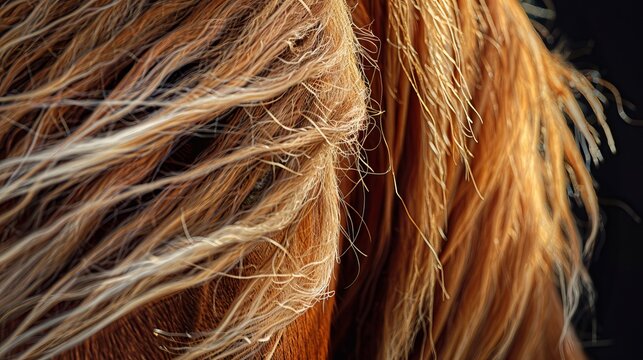 Inspiring close-up of a horse's mane billowing in the wind, symbolizing freedom and vitality in equines.