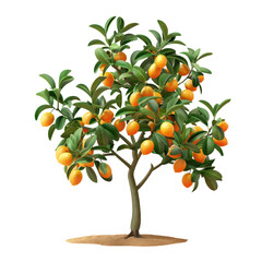 Bitter orange tree full of fruits on a transparent background