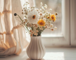 A vase with flowers in it. Still life photography