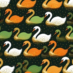 seamless pattern with swans 
