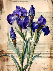 iris flowers on paper