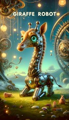 Giraffe robot on a graphic background