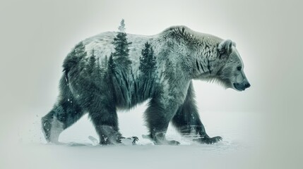 Elegant compositions merging animals and their habitats, creating enchanting double exposure photography.