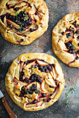 Summer galette with peaches and blueberries