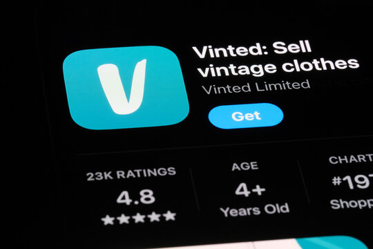 Shanghai,China-March 19th 2024: Vinted company app icon and logo. Lithuanian online marketplace