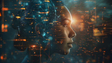 the mind of a young student, who imagines mathematical formulas. Uses artificial intelligence