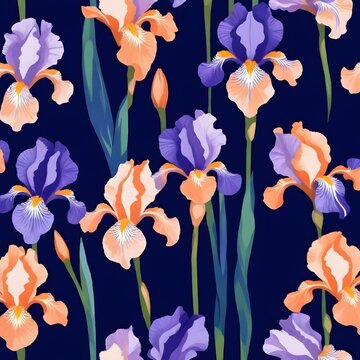 Orange and purple Lily flowers on blue background